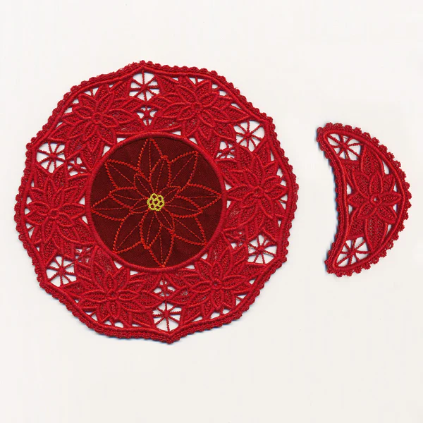 Poinsettia Fabric Doily (Lace) - Image 2
