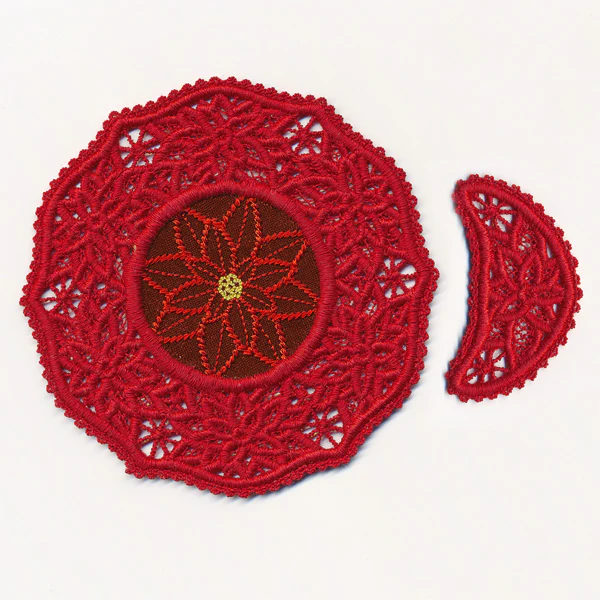 Poinsettia Fabric Doily (Lace) - Image 6