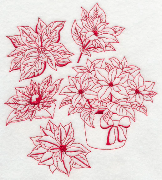 Poinsettia Medley (Redwork) - Image 4