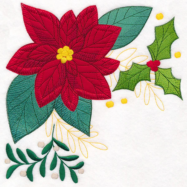 Poinsettia Pillow Corner (Heirloom Applique) - Image 11