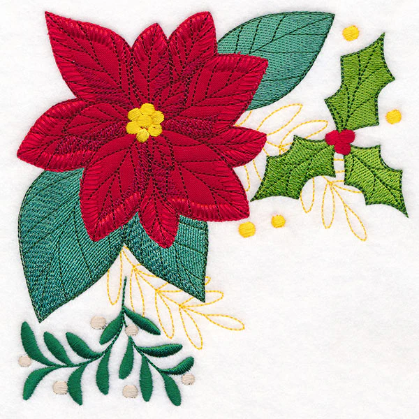 Poinsettia Pillow Corner (Heirloom Applique) - Image 5