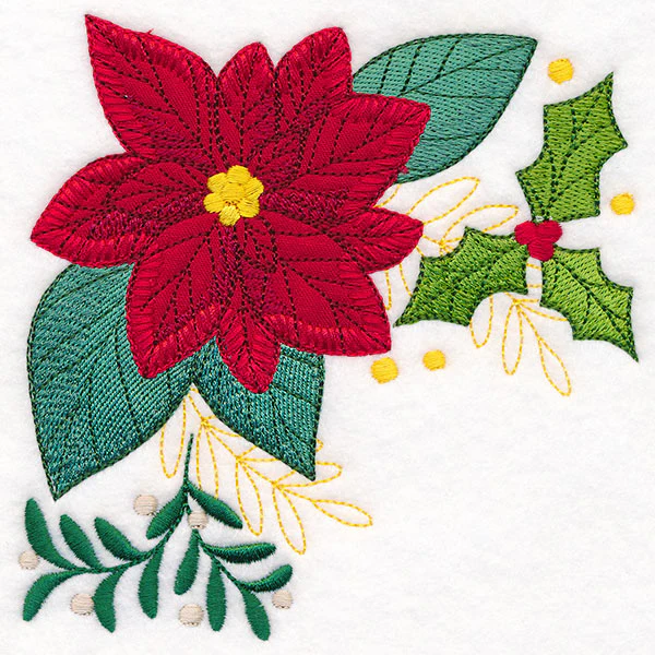 Poinsettia Pillow Corner (Heirloom Applique) - Image 7