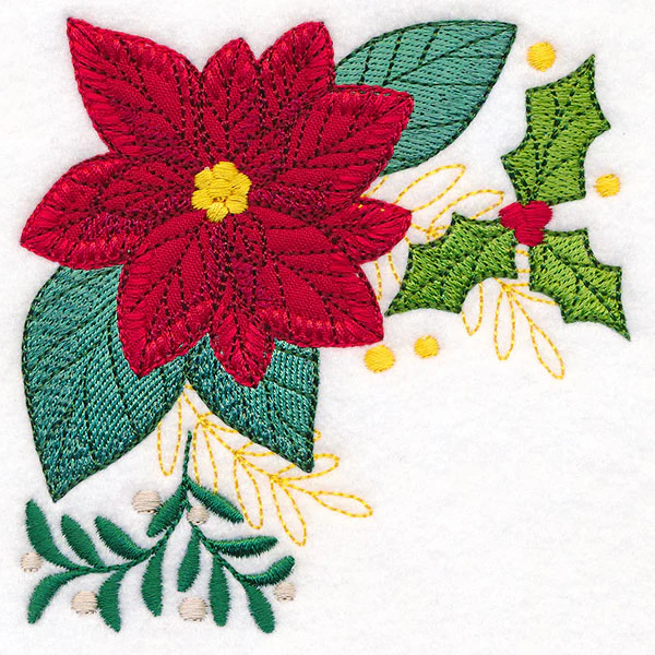 Poinsettia Pillow Corner (Heirloom Applique) - Image 9