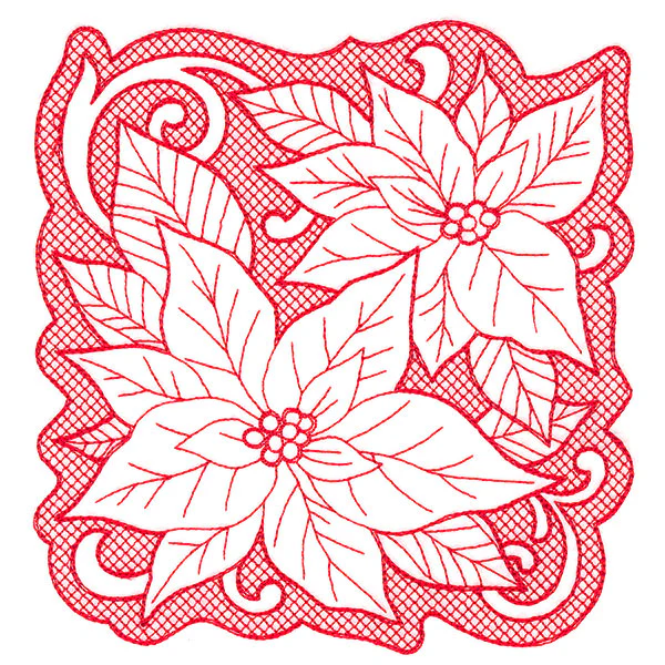 Poinsettias of Christmas Square (Trapunto) - Image 5