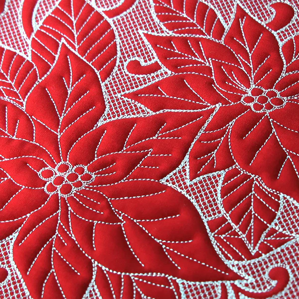 Poinsettias of Christmas Square (Trapunto) - Image 6