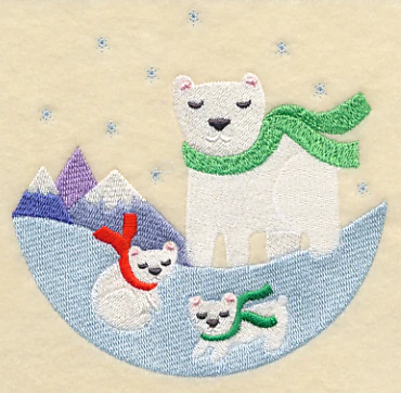Polar Bear and Cubs Scene - Image 4