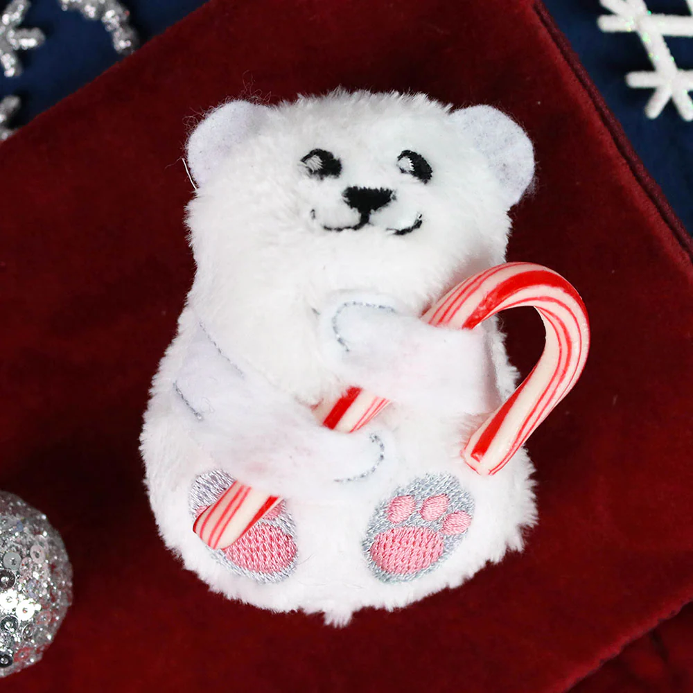 Polar Bear Candy Cane Holder Stuffie (In-the-Hoop) - Image 4