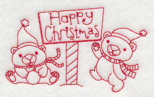 Polar Bear Happy Christmas (Redwork) - Image 4