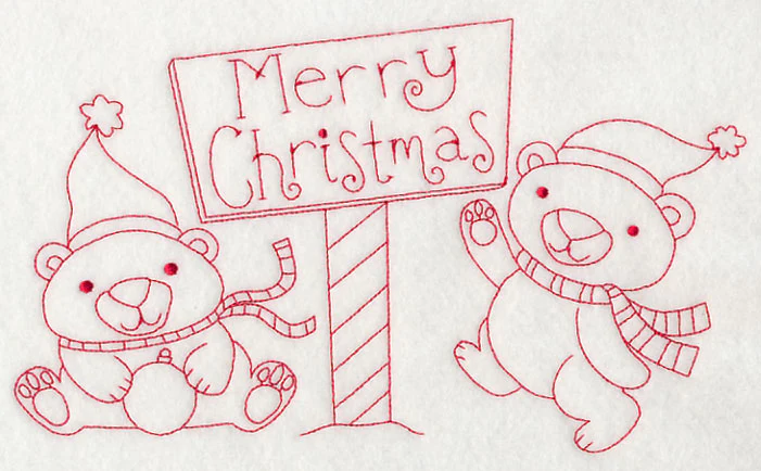 Polar Bear Merry Christmas (Redwork) - Image 5