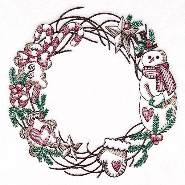 Primitive Christmas Notions Wreath - Image 3