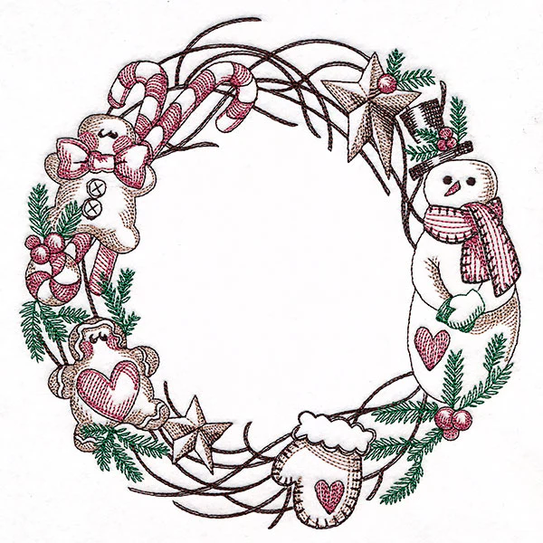 Primitive Christmas Notions Wreath - Image 6