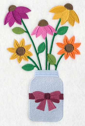 Primitive Coneflowers in Mason Jar - Image 3