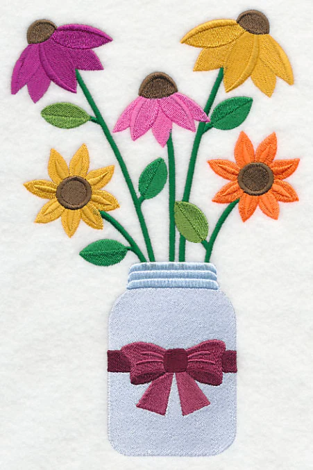 Primitive Coneflowers in Mason Jar - Image 5