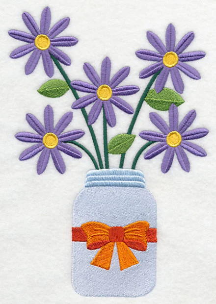 Primitive Michaelmas Daisies in Mason Jar