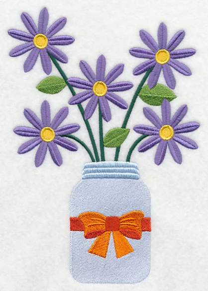 Primitive Michaelmas Daisies in Mason Jar - Image 2