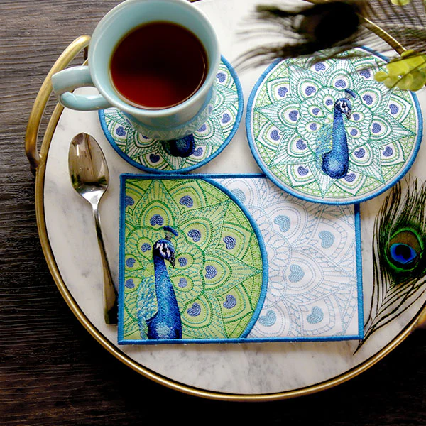 Proud as a Peacock Mug Rug (In-the-Hoop - Image 2