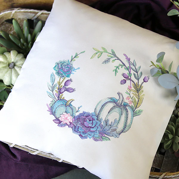 Pumpkin and Succulent Wreath in Watercolor - Image 2