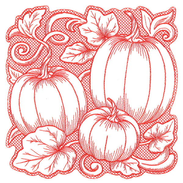 Pumpkin Patch in Autumn Square (Trapunto) - Image 3