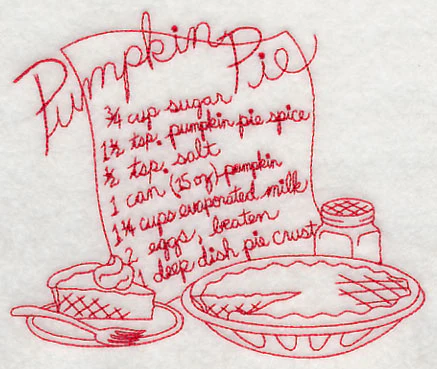 Pumpkin Pie Recipe (Redwork) - Image 3