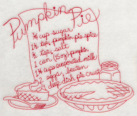 Pumpkin Pie Recipe (Redwork) - Image 4