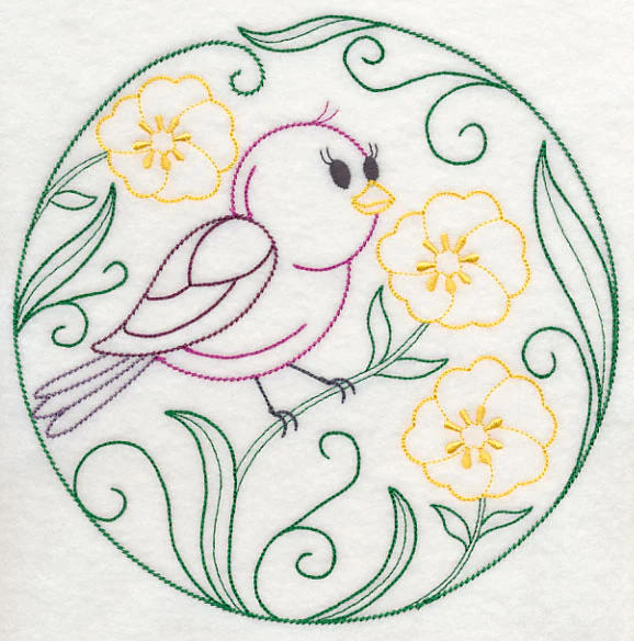 Purple Finch and Buttercups (Vintage)