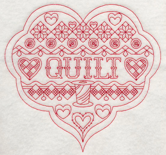 Quilt Heart (Redwork) - Image 2