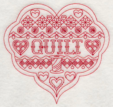 Quilt Heart (Redwork) - Image 4