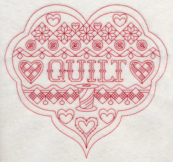 Quilt Heart (Redwork) - Image 5
