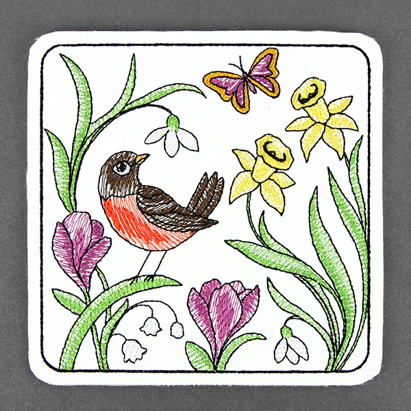 Radiant Robin Coaster (In-the-Hoop)