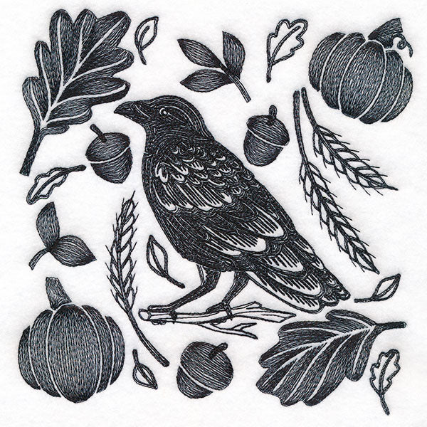 Raven in Fall Flourishes Square - Image 3