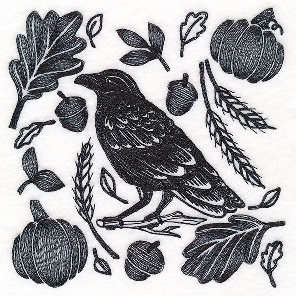 Raven in Fall Flourishes Square - Image 5
