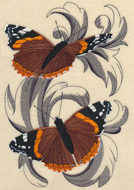 Red Admiral Butterflies with Baroque Background - Image 2