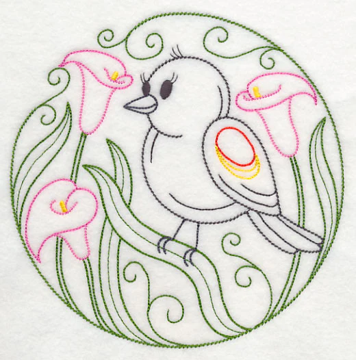 Red-winged Blackbird and Calla Lilies (Vintage) - Image 2