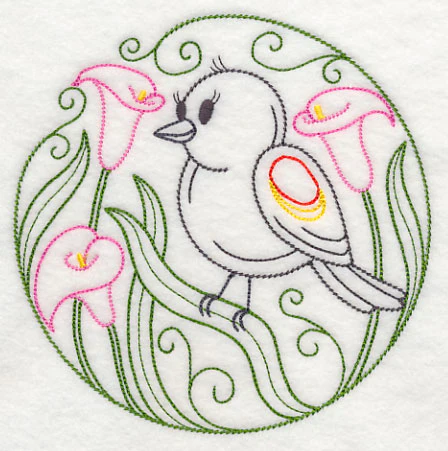 Red-winged Blackbird and Calla Lilies (Vintage) - Image 3