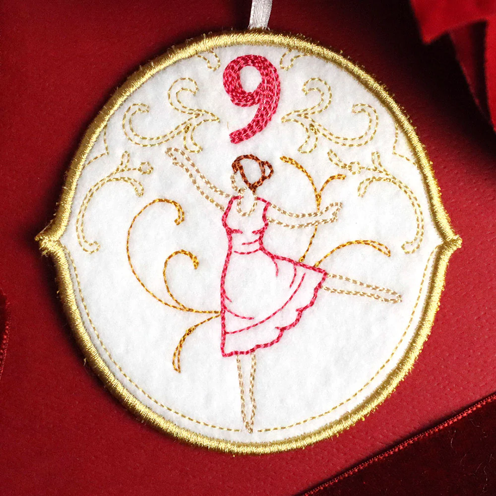 Regal 12 Days of Christmas - Nine Ladies Dancing Ornament (In-the-Hoop) - Image 3