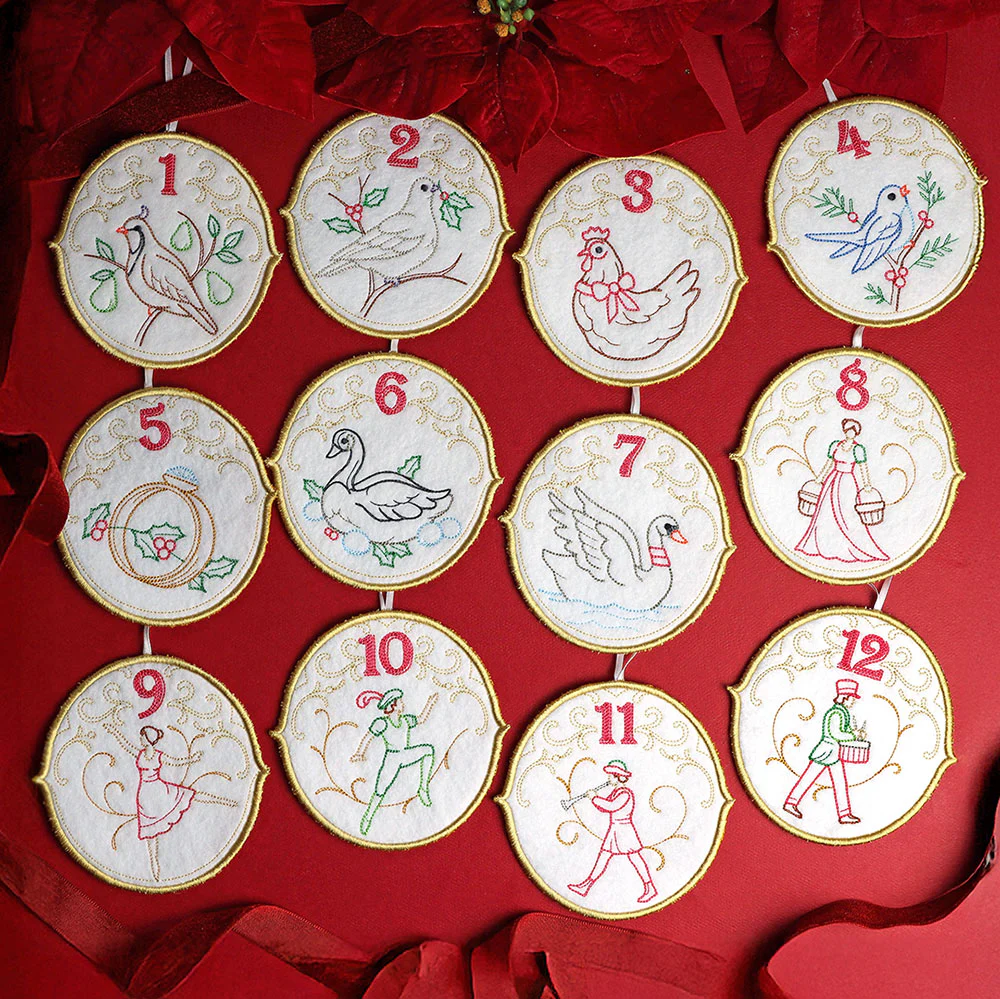 Regal 12 Days of Christmas - Three French Hens Ornament (In-the-Hoop) - Image 2