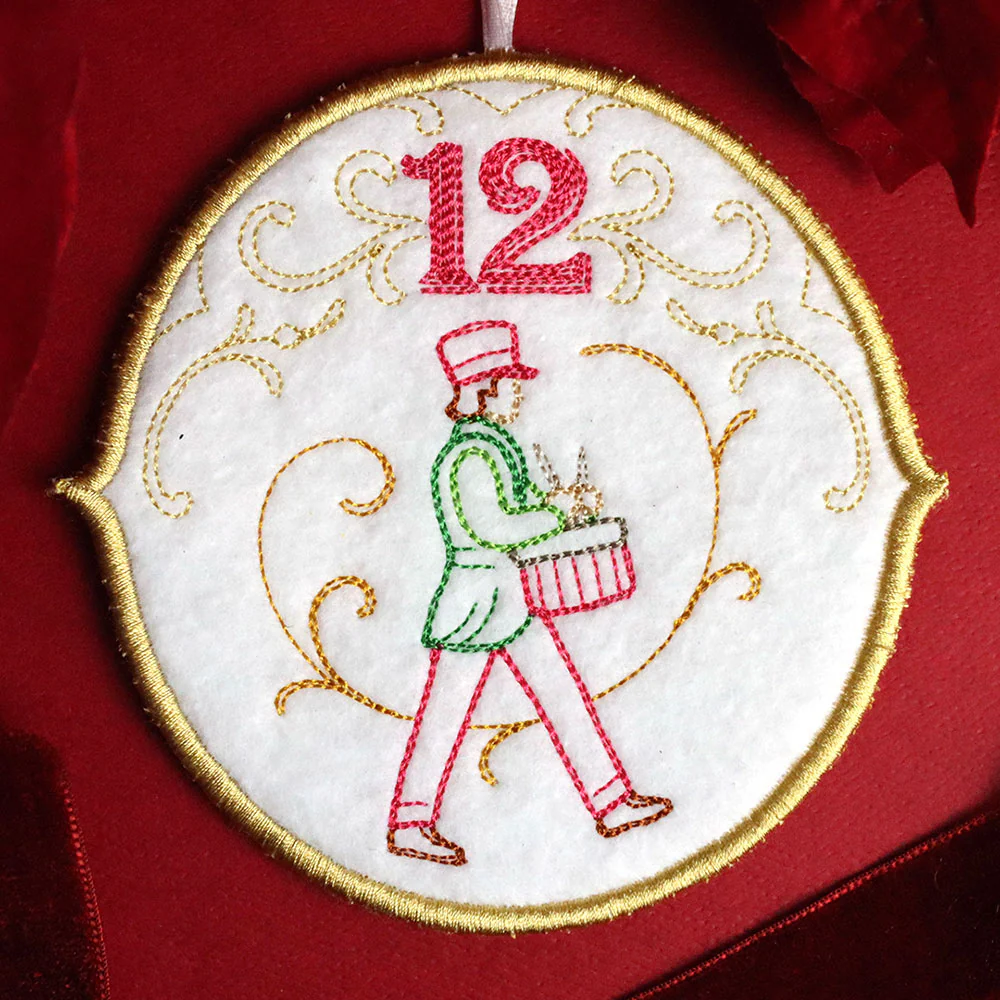 Regal 12 Days of Christmas - Twelve Drummers Drumming Ornament (In-the-Hoop) - Image 4