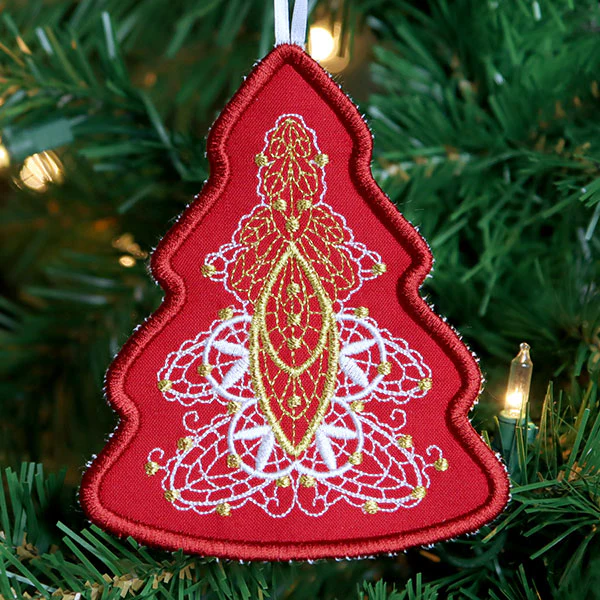 Regal Renaissance Christmas Tree Ornament (In-the-Hoop) - Image 5