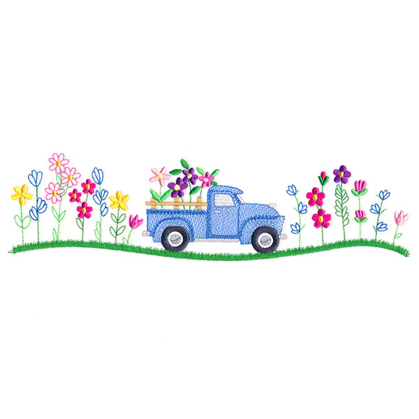 Retro Flower Truck Border - Image 10