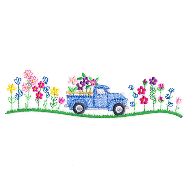 Retro Flower Truck Border - Image 5