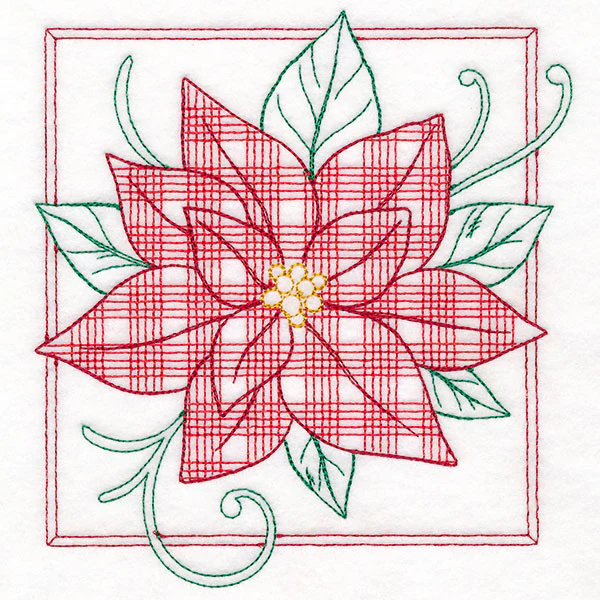 Retro Gingham Christmas Poinsettia - Image 3