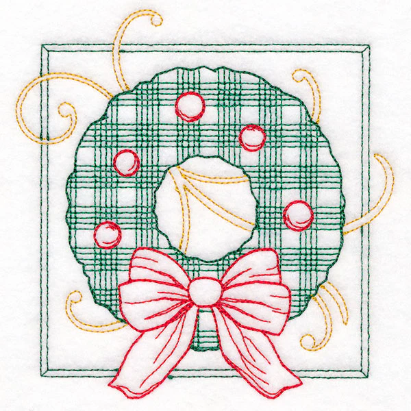 Retro Gingham Christmas Wreath - Image 4