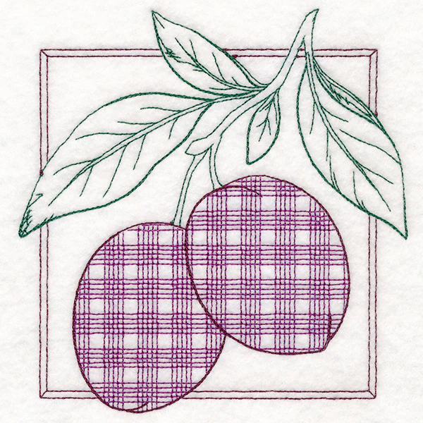 Retro Gingham Fruit - Plums - Image 3