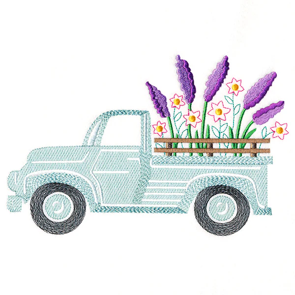 Retro Lilac Flower Truck - Image 2
