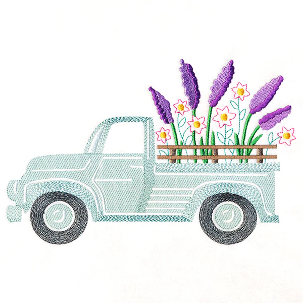 Retro Lilac Flower Truck - Image 5