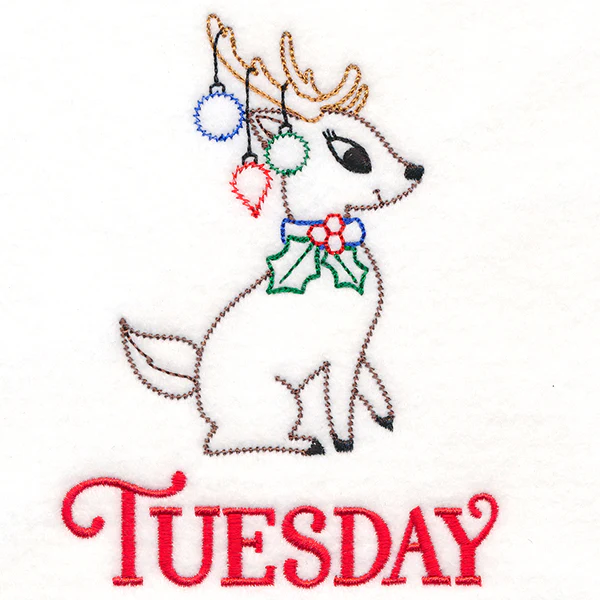 Retro Reindeer with Ornaments on Tuesday (Vintage) - Image 3