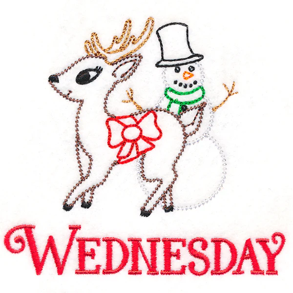 Retro Reindeer with Snowman on Wednesday (Vintage) - Image 2