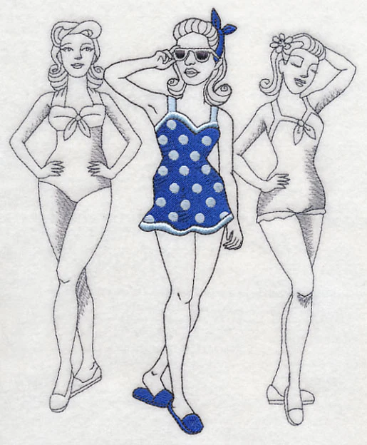 Retro Swimwear Fashion Plate - One-Piece Skirt - Image 5