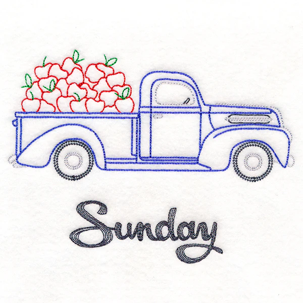 Retro Truck With Apples on Sunday (Vintage)