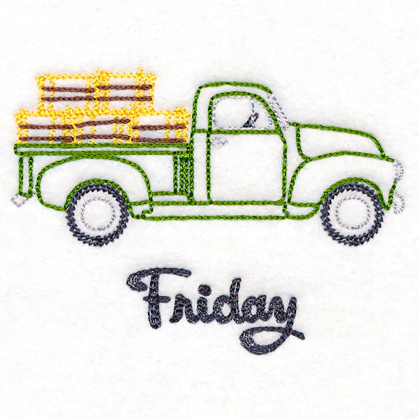 Retro Truck With Hay Bales on Friday (Vintage) - Image 2